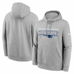 New England Patriots 2025 AFC Champions Locker Room Trophy Collection Hoodie - Heather Gray - Nike