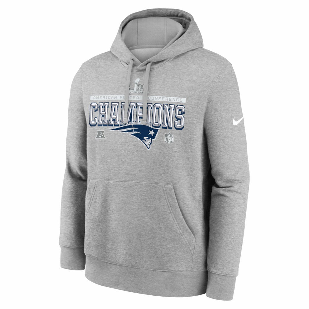 New England Patriots 2025 AFC Champions Locker Room Trophy Collection Hoodie - Heather Gray - Nike