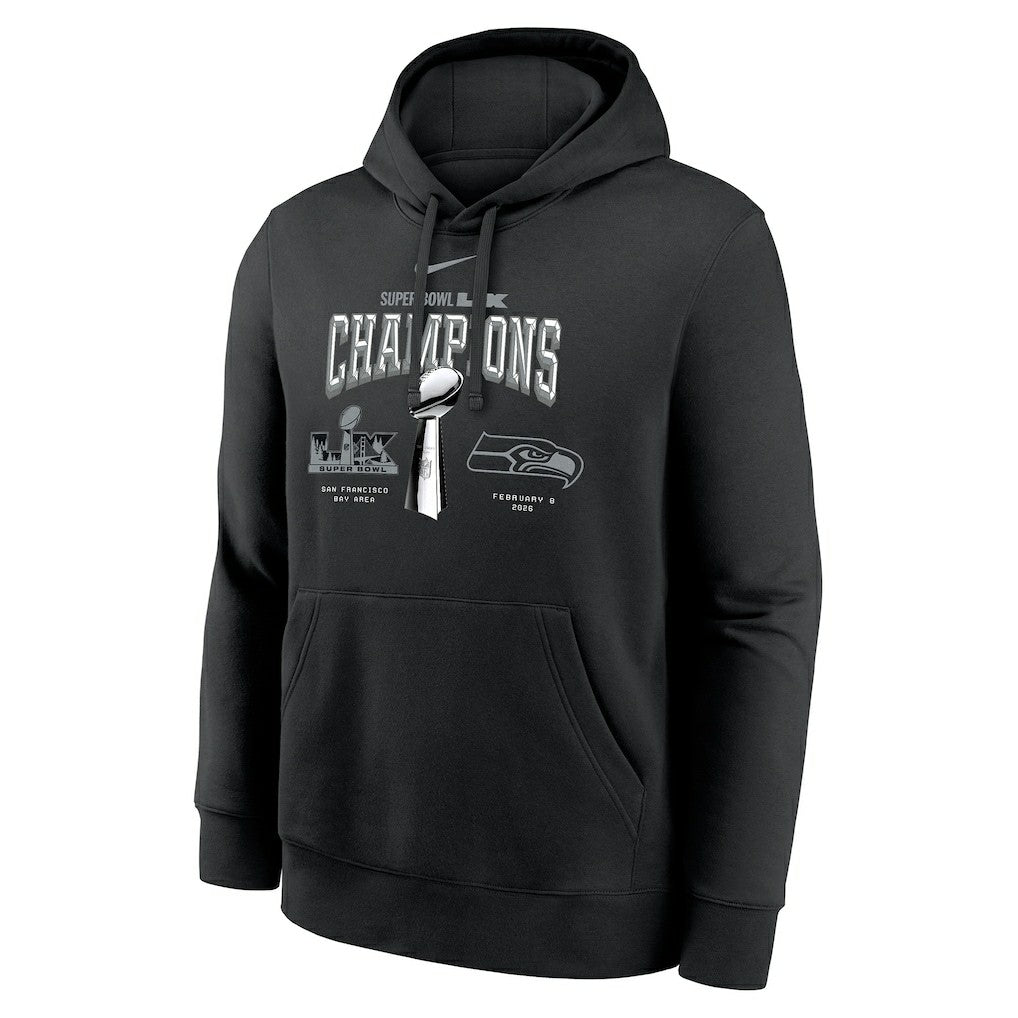 Seattle Seahawks Super Bowl LX Champions Locker Room Trophy Collection Fleece Hoodie - Black - Nike