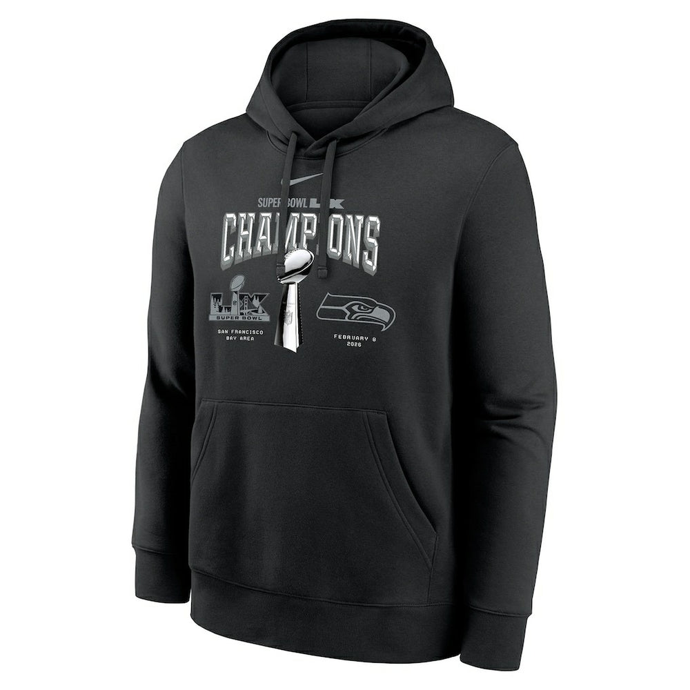 Seattle Seahawks Super Bowl LX Champions Locker Room Trophy Collection Fleece Hoodie - Black - Nike