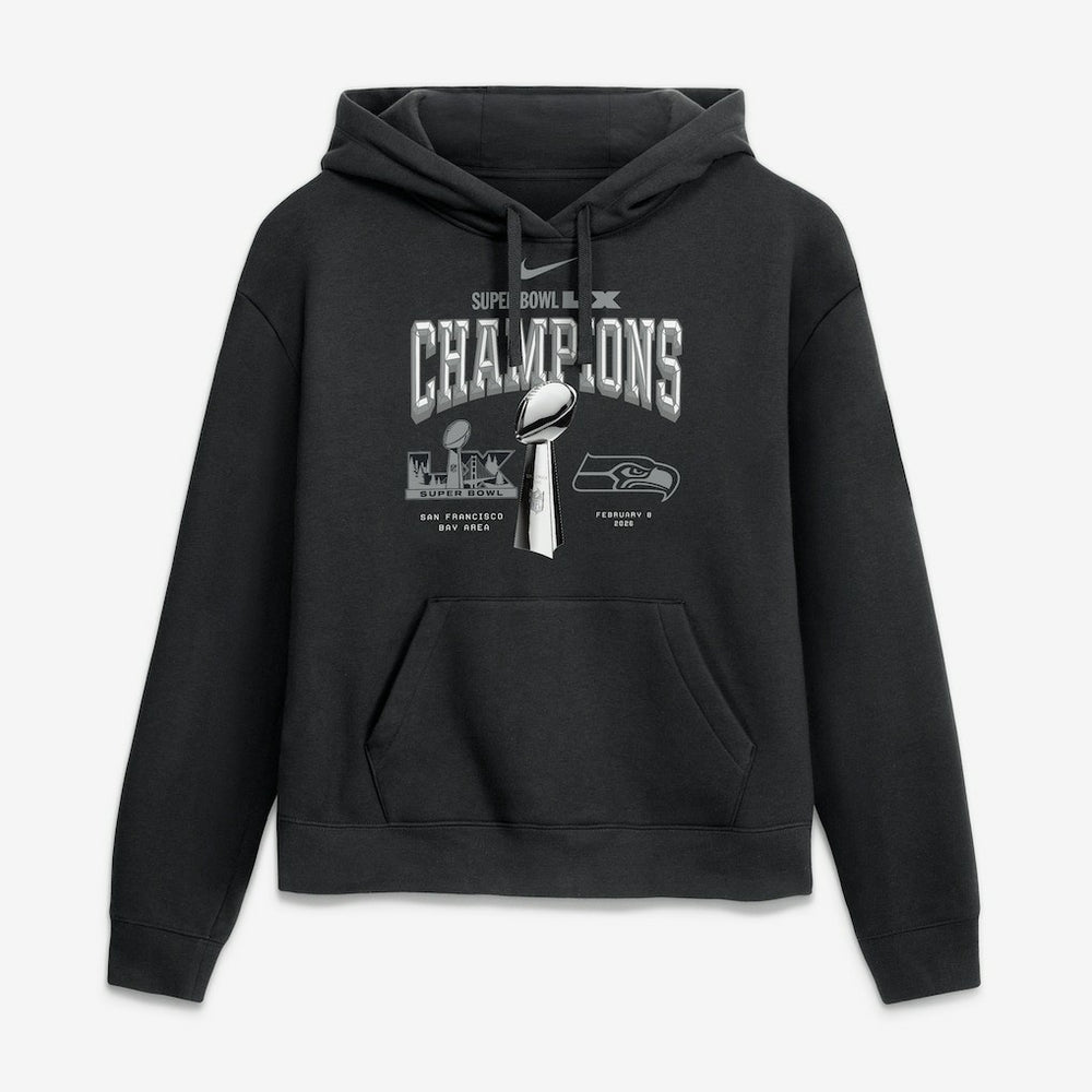 Seattle Seahawks Women's Super Bowl LX Champions Locker Room Trophy Collection Hoodie - Black - Nike