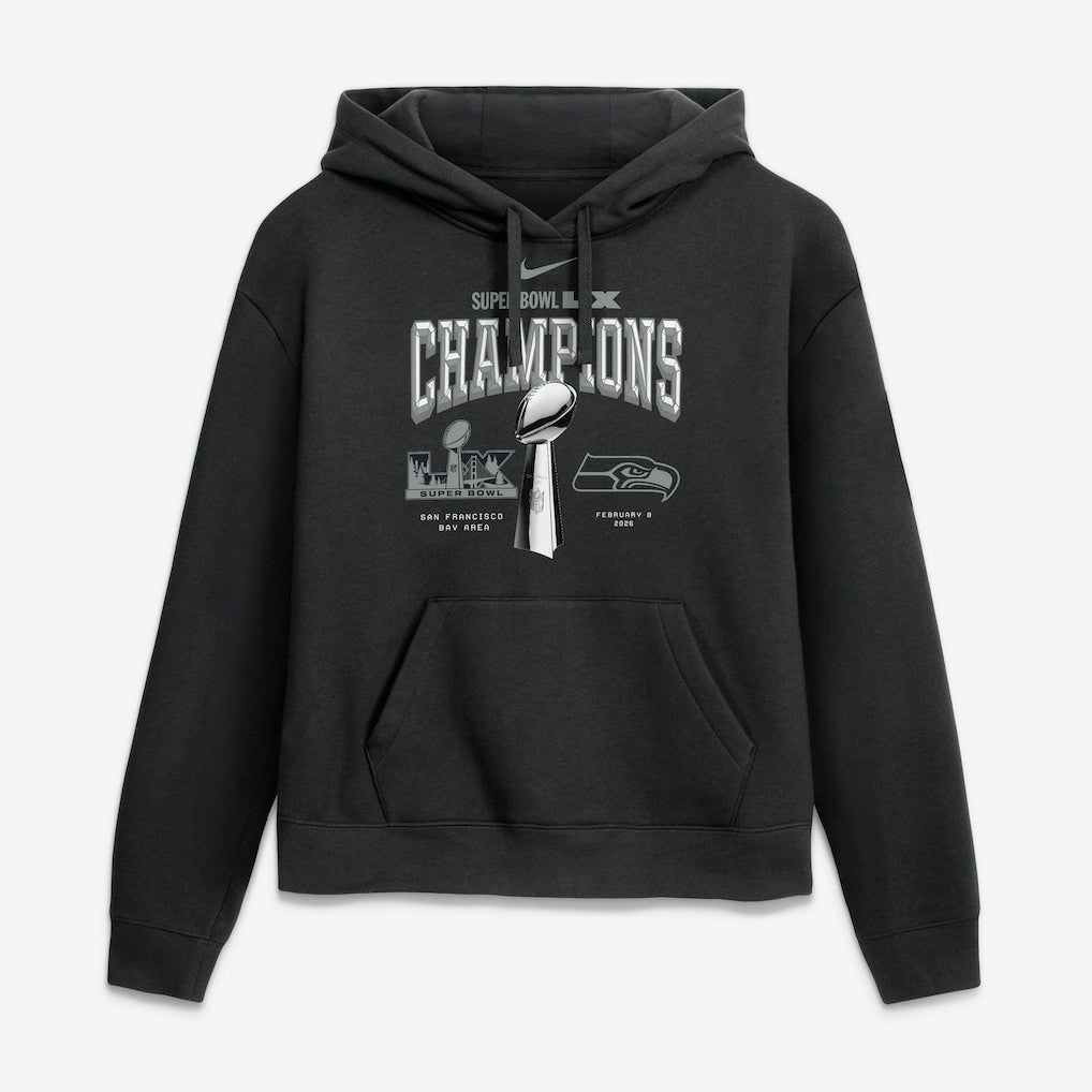 Seattle Seahawks Women's Super Bowl LX Champions Locker Room Trophy Collection Hoodie - Black - Nike