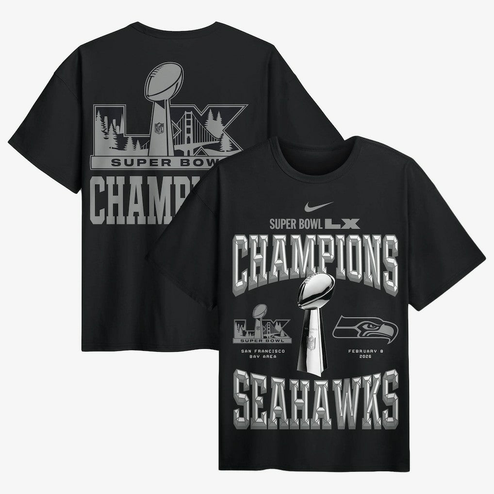 Seattle Seahawks Super Bowl LX Champions Locker Room Trophy Collection Authentic T-Shirt - Black - Nike