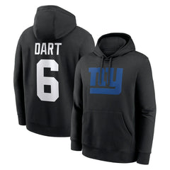 Jaxson Dart New York Giants Player Name & Number Fleece Hoodie - Black - Nike