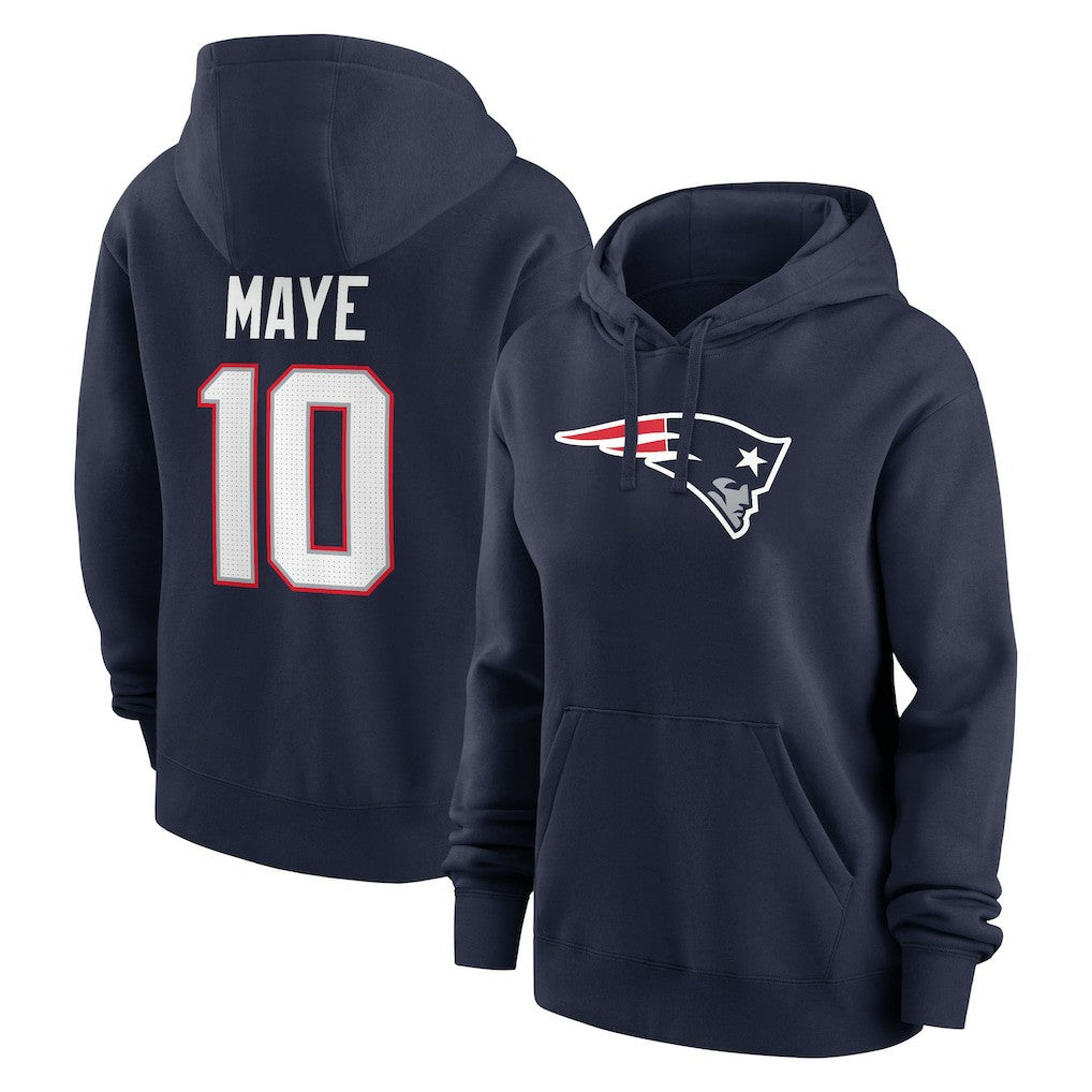 Drake Maye New England Patriots Women's Player Name & Number Fleece Hoodie - Navy - Nike