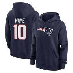 Drake Maye New England Patriots Women's Player Name & Number Fleece Hoodie - Navy - Nike