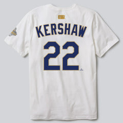 Clayton Kershaw Los Angeles Dodgers Nike 2026 Gold Collection Player Name & Number T-Shirt Outlet