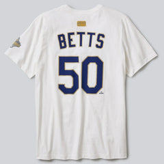 Mookie Betts Los Angeles Dodgers Nike 2026 Gold Collection Name & Number T-Shirt Sale