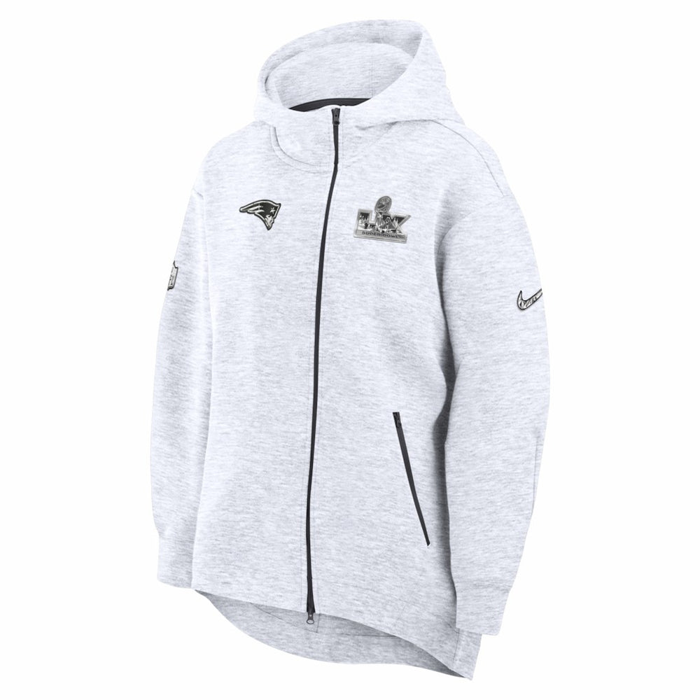 New England Patriots Women's Super Bowl LX Opening Night Tech Fleece Full-Zip Hoodie - Heather Gray - Nike