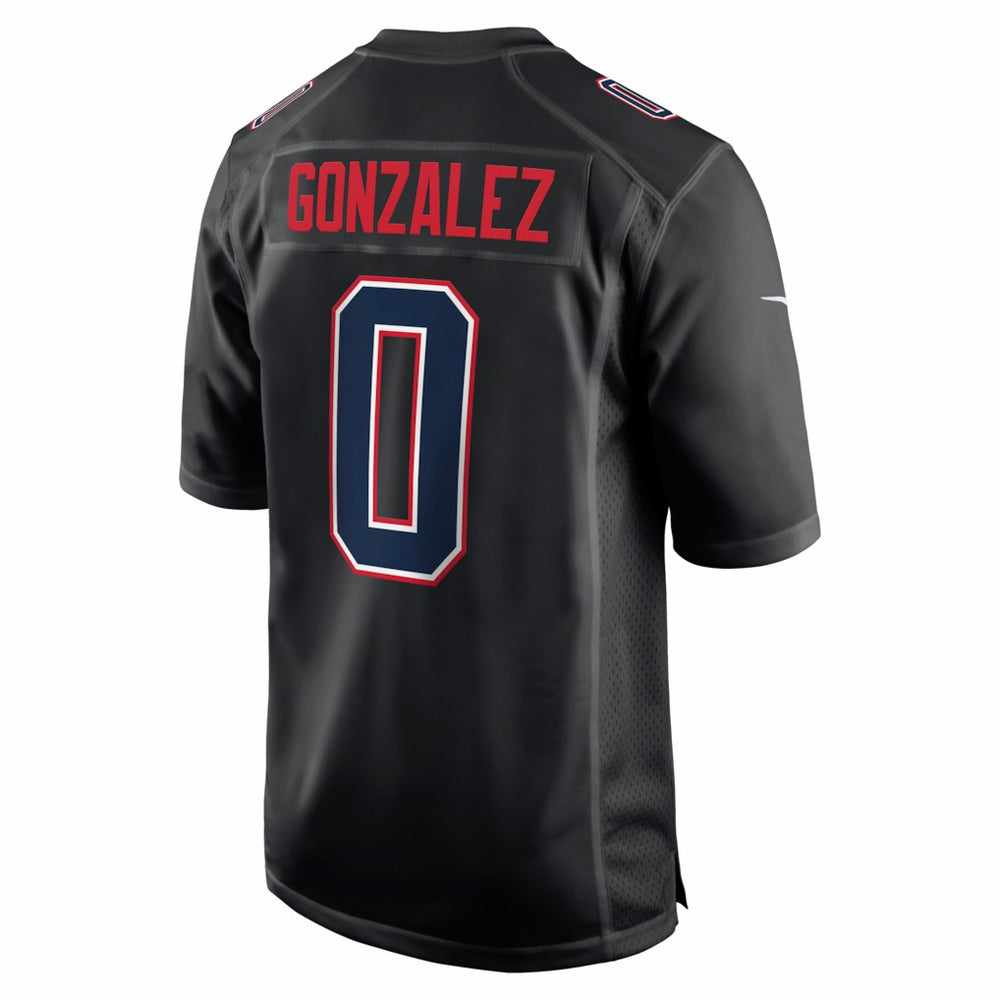 Christian Gonzalez New England Patriots Super Bowl LX Patch Carbon Fashion Game Jersey - Black - Nike