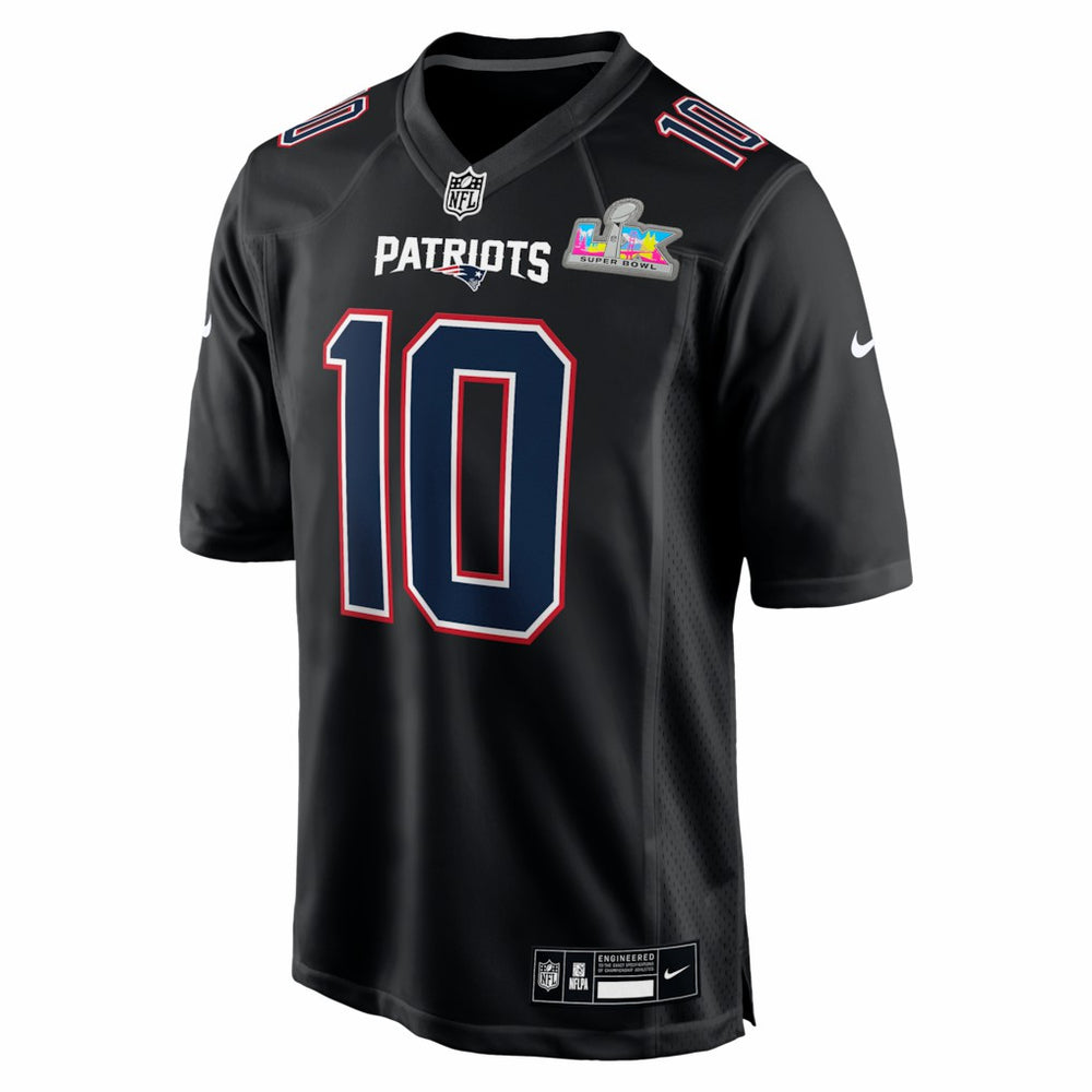 Drake Maye New England Patriots Super Bowl LX Patch Carbon Fashion Game Jersey - Black - Nike