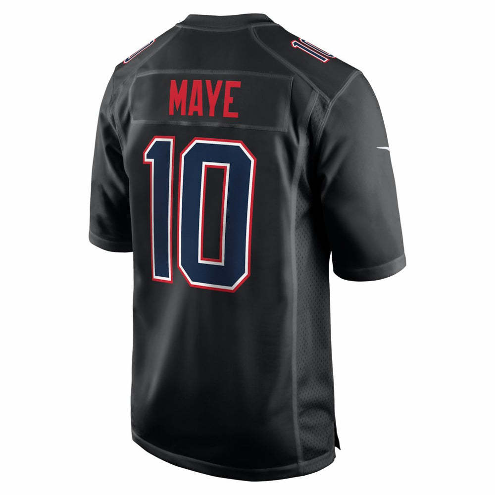 Drake Maye New England Patriots Super Bowl LX Patch Carbon Fashion Game Jersey - Black - Nike