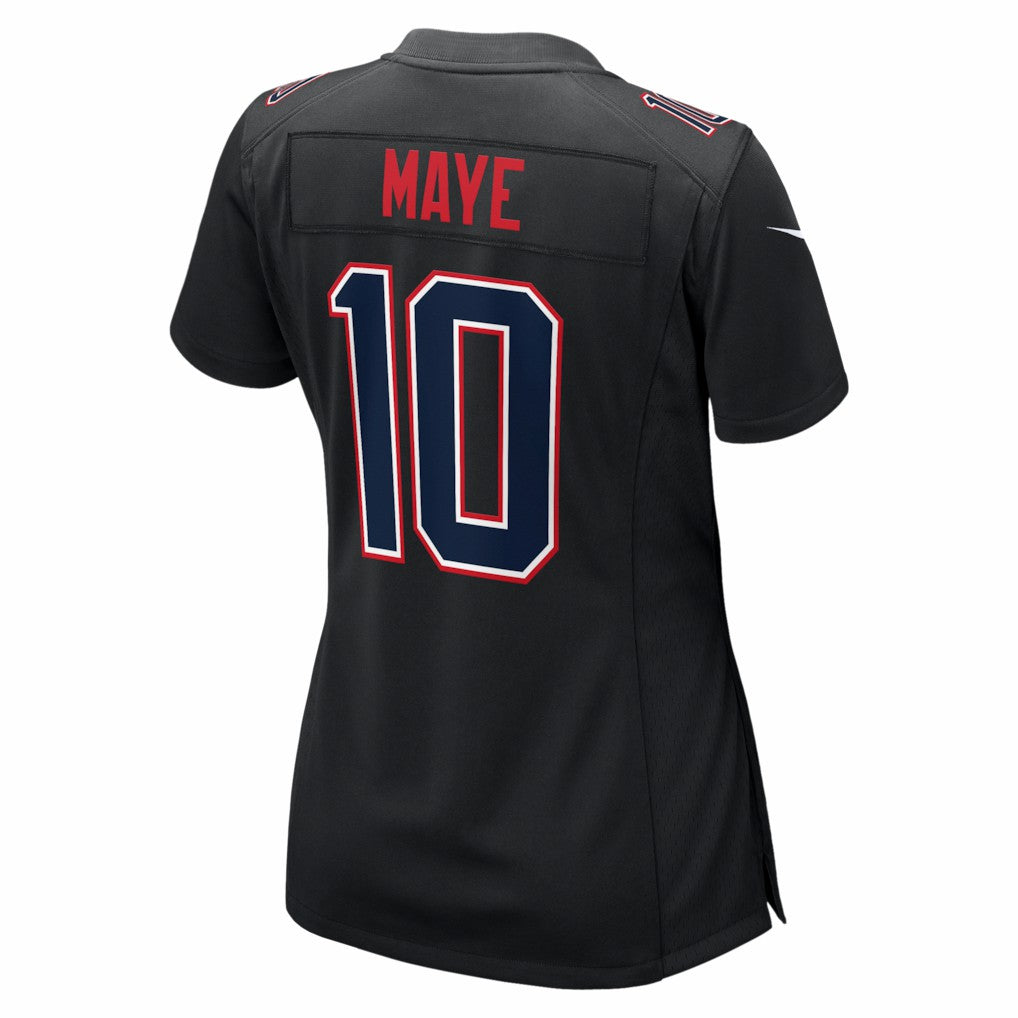 Drake Maye New England Patriots Women's Super Bowl LX Patch Carbon Fashion Game Jersey - Black - Nike
