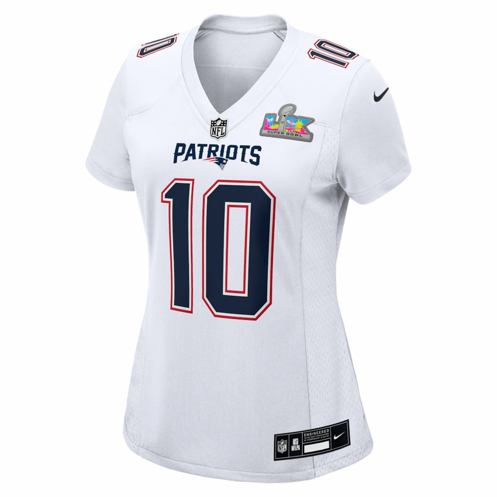 Drake Maye New England Patriots Women's Super Bowl LX Patch Tundra Fashion Game Jersey - White - Nike