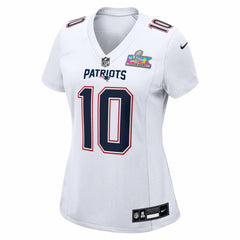 Drake Maye New England Patriots Women's Super Bowl LX Patch Tundra Fashion Game Jersey - White - Nike