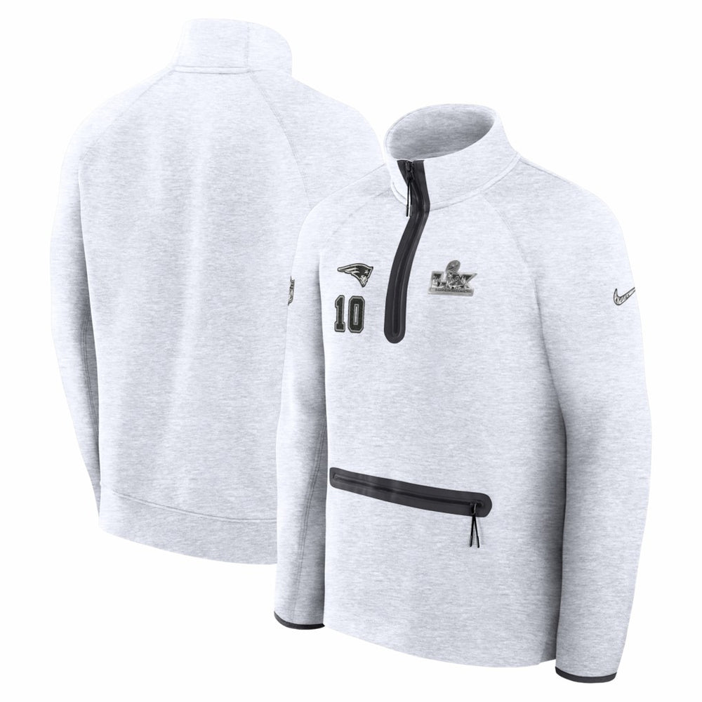 Drake Maye New England Patriots Super Bowl LX Opening Night Tech Fleece Half-Zip Sweatshirt - Gray - Nike