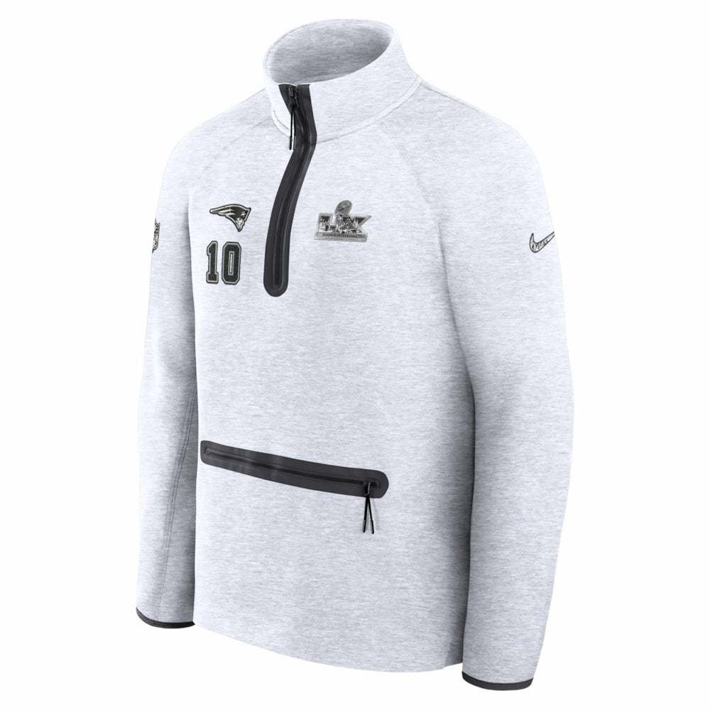 Drake Maye New England Patriots Super Bowl LX Opening Night Tech Fleece Half-Zip Sweatshirt - Gray - Nike