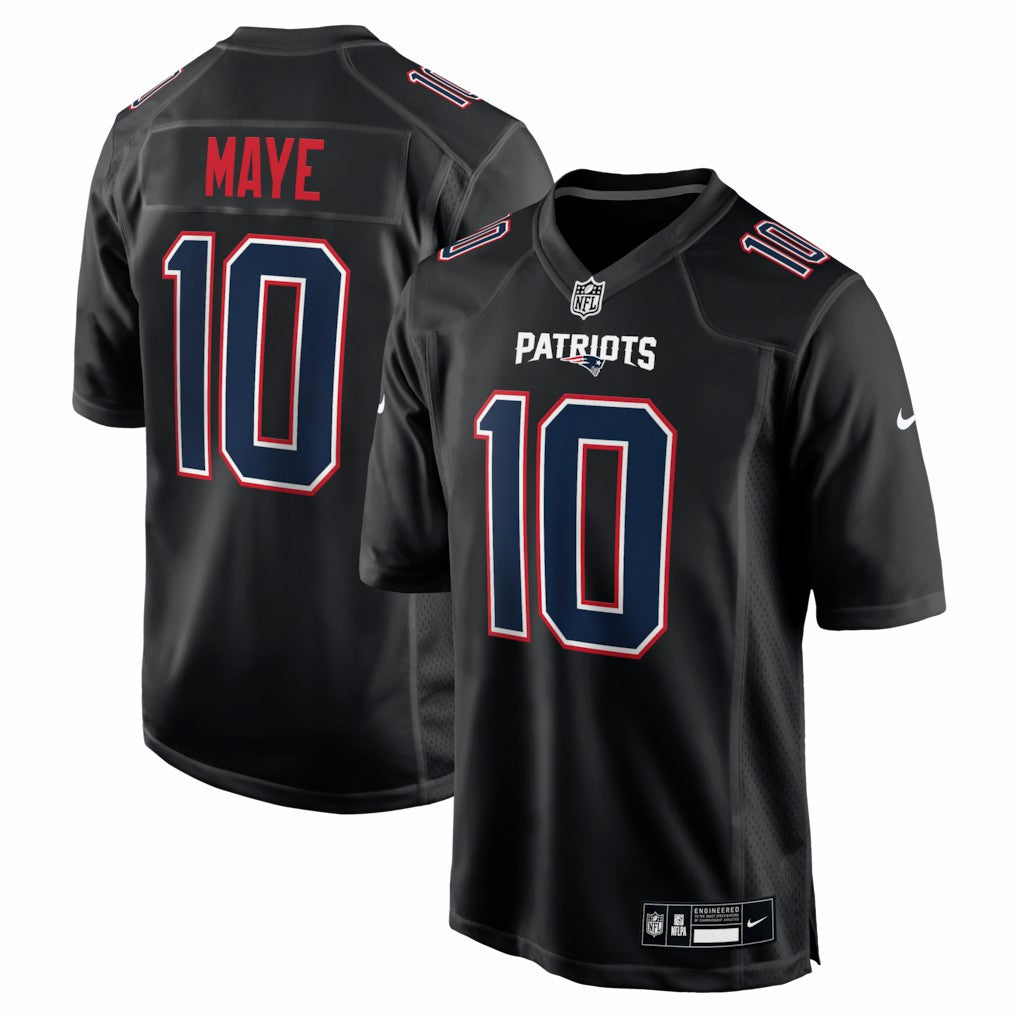 Drake Maye New England Patriots Game Jersey - Carbon Black - Nike