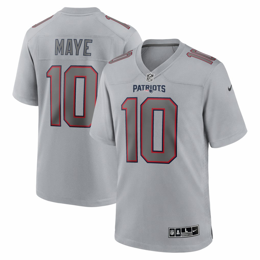 Drake Maye New England Patriots Atmosphere Fashion Game Jersey - Gray - Nike