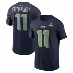 Jaxon Smith-Njigba Seattle Seahawks Super Bowl LX Patch Name & Number T-Shirt - College Navy - Nike