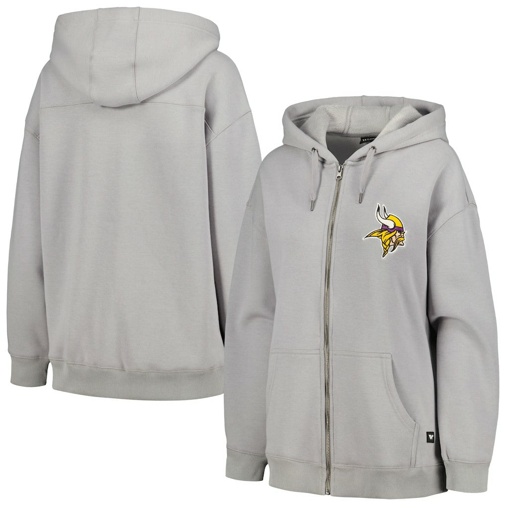 Minnesota Vikings The Wild Collective Women's Faux Fur Lined Tri-Blend Full-Zip Hoodie - Gray - NFL