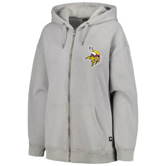 Minnesota Vikings The Wild Collective Women's Faux Fur Lined Tri-Blend Full-Zip Hoodie - Gray - NFL