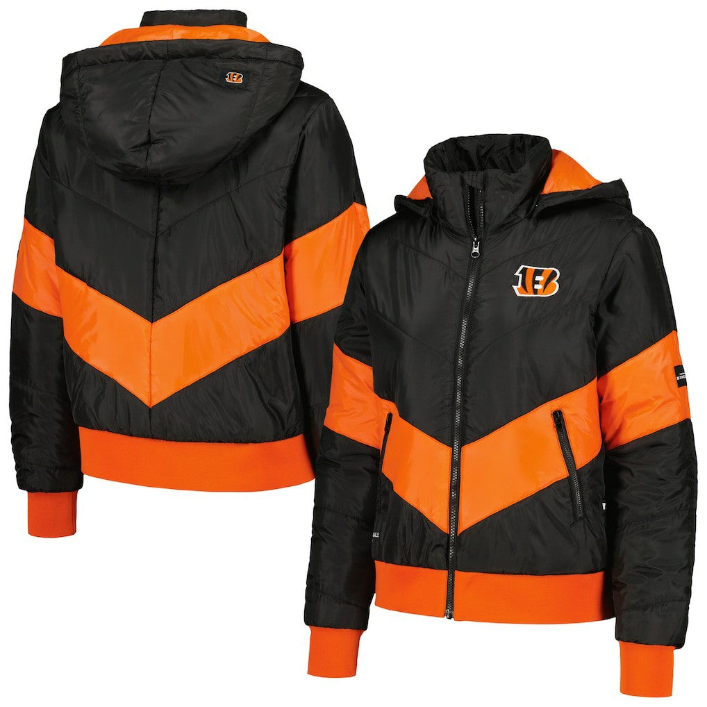 Cincinnati Bengals The Wild Collective Women's Puffer Full-Zip Hoodie - Black - NFL