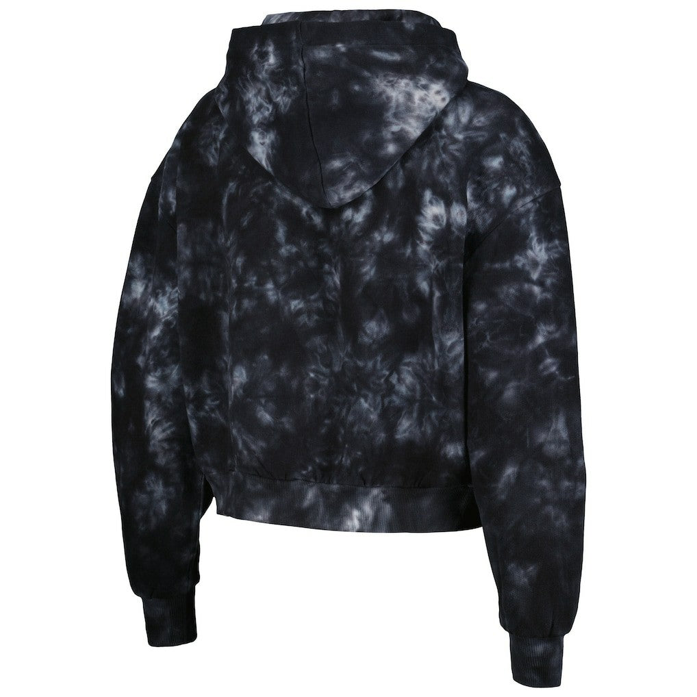 Las Vegas Raiders The Wild Collective Women's Tie-Dye Cropped Pullover Hoodie - Black - NFL