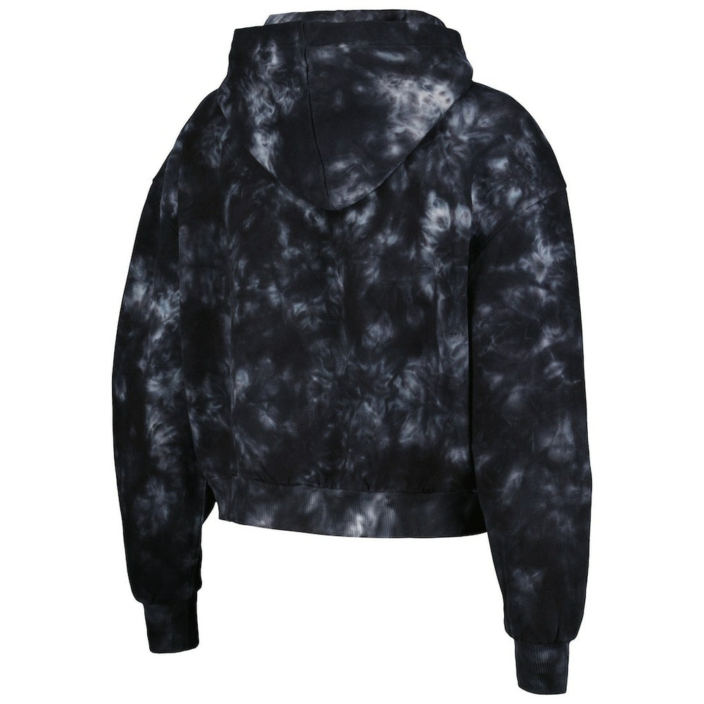 Las Vegas Raiders The Wild Collective Women's Tie-Dye Cropped Pullover Hoodie - Black - NFL