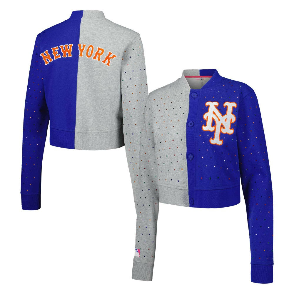 New York Mets Terez Women's Cropped Button-Up Cardigan Near Me