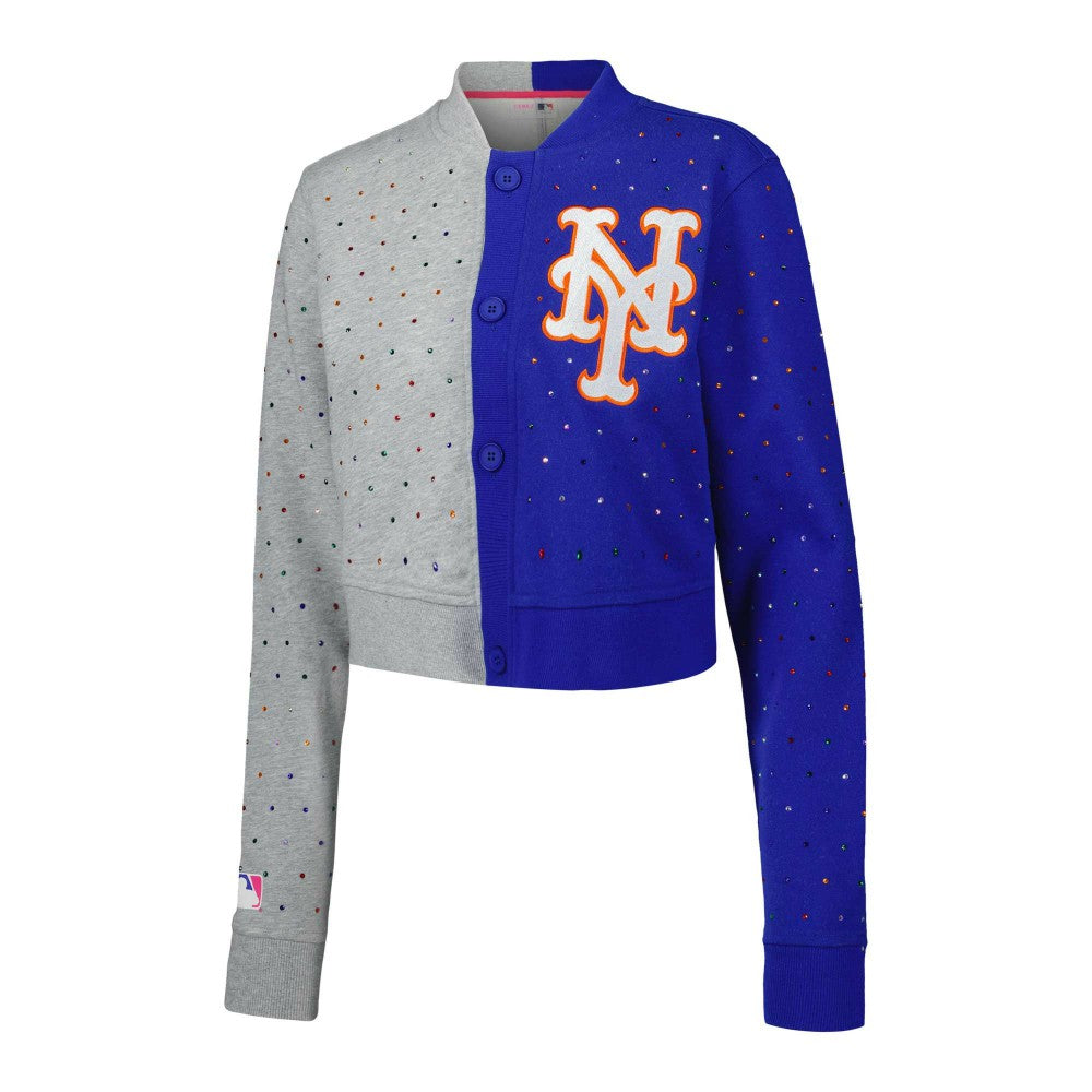 New York Mets Terez Women's Cropped Button-Up Cardigan Near Me