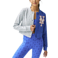 New York Mets Terez Women's Cropped Button-Up Cardigan Near Me