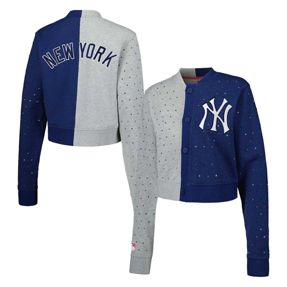 New York Yankees Terez Women's Cropped Button-Up Cardigan Near Me