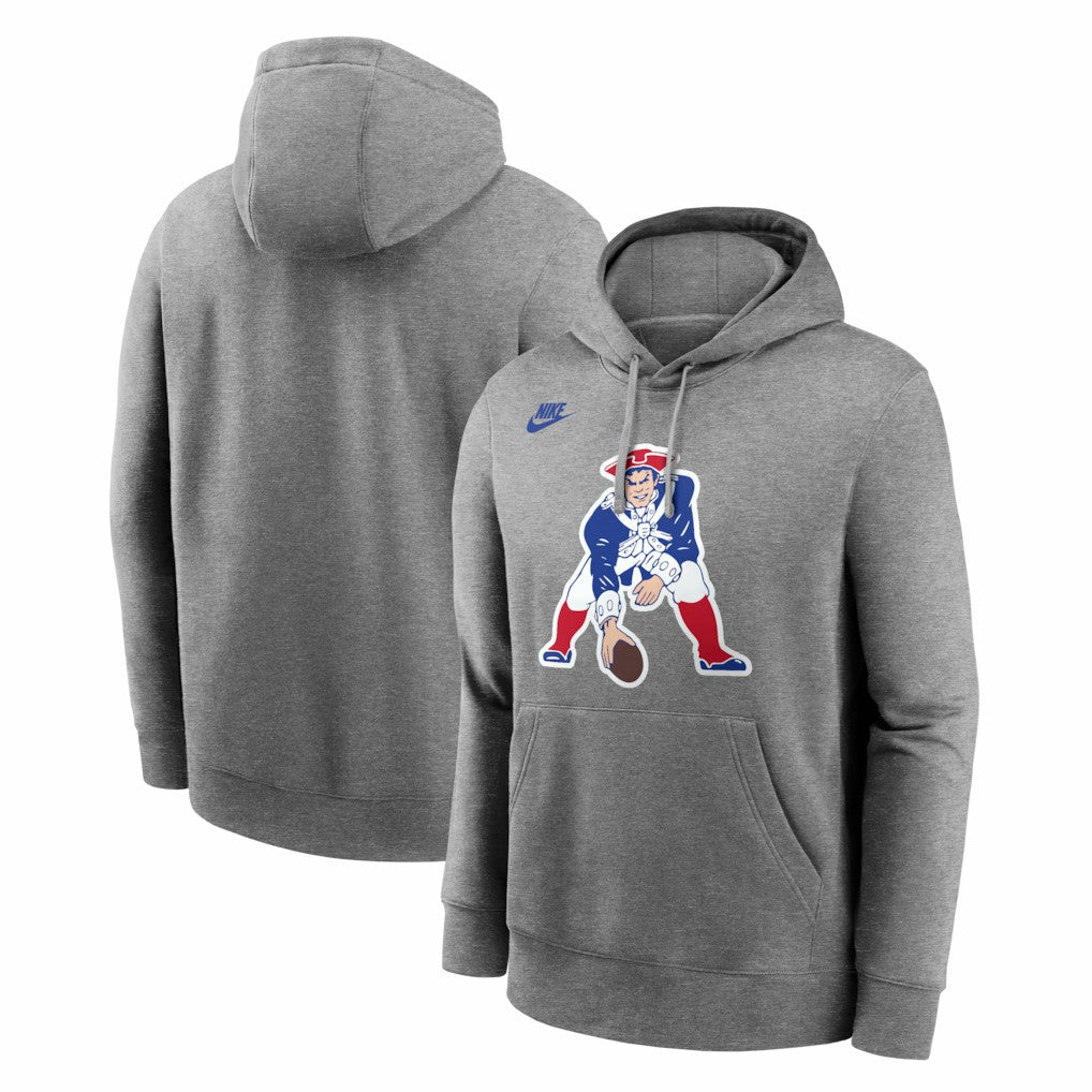 New England Patriots Patriot Pat Club Hoodie - Heather Gray - Nike