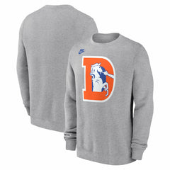 Denver Broncos D Horse Logo Club Sweatshirt - Heather Gray - Nike