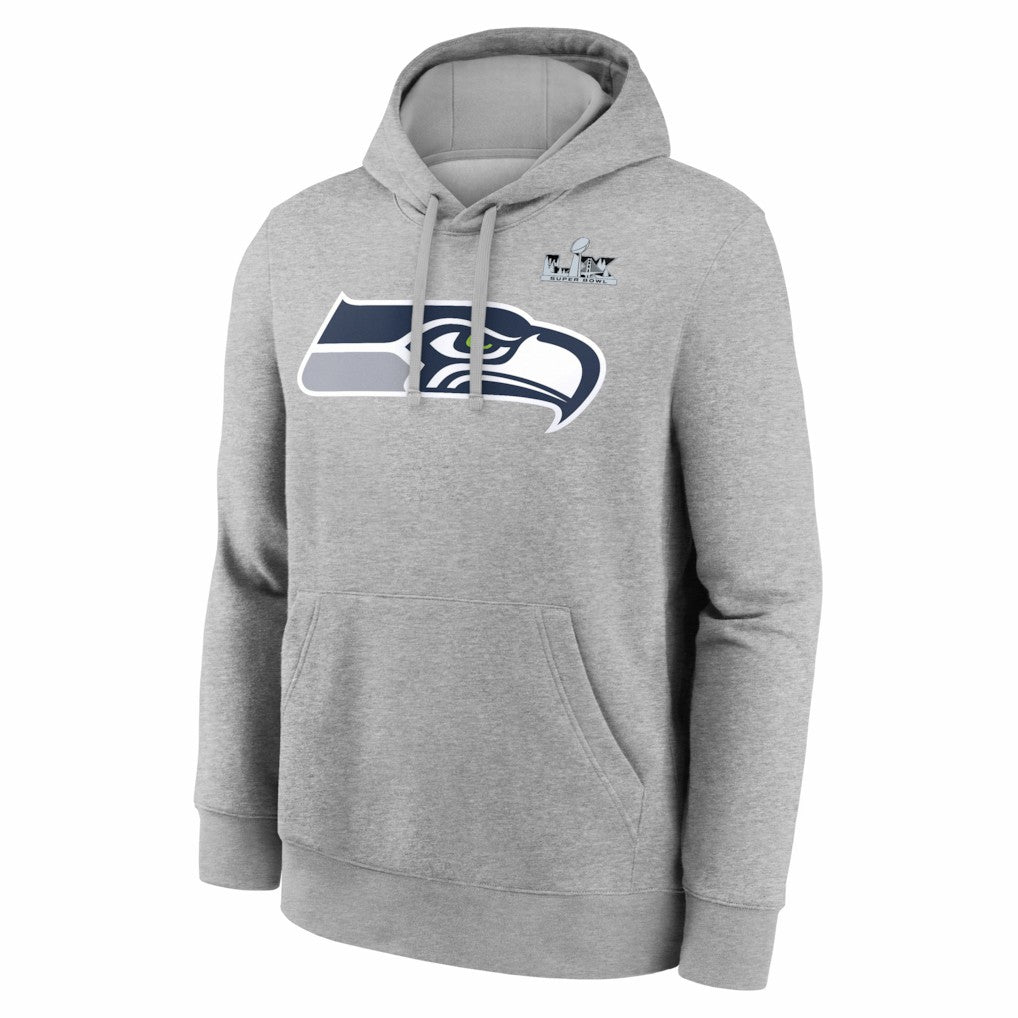 Jaxon Smith-Njigba Seattle Seahawks Super Bowl LX Patch Name & Number Hoodie - Heather Gray - Nike