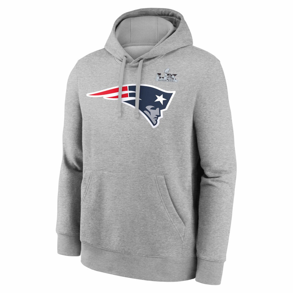 Drake Maye New England Patriots Super Bowl LX Patch Name & Number Hoodie - Heather Gray - Nike