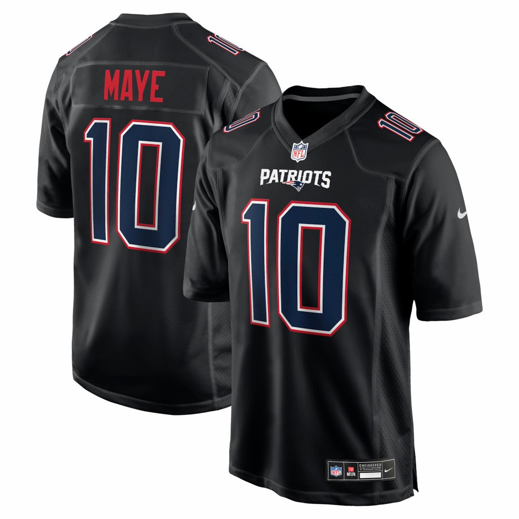 Drake Maye New England Patriots Fashion Game Jersey - Carbon Black - Nike