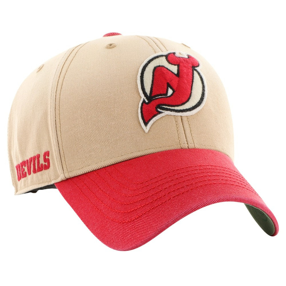 New Jersey Devils '47 Dusted Sedgwick MVP Adjustable Hat - Khaki/Red | 47 brand Lifestyle