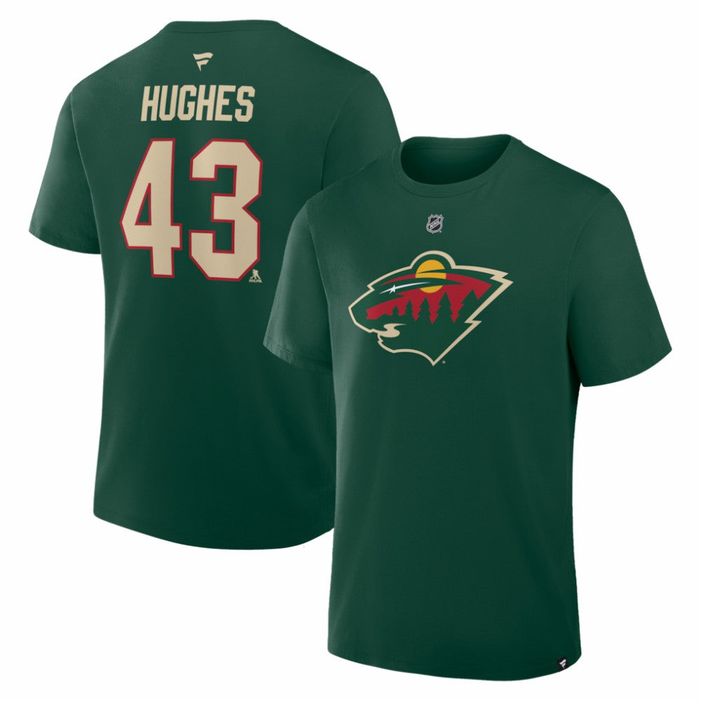 Quinn Hughes Minnesota Wild Fanatics Authentic Stack Name & Number T-Shirt - Green | Fanatics online