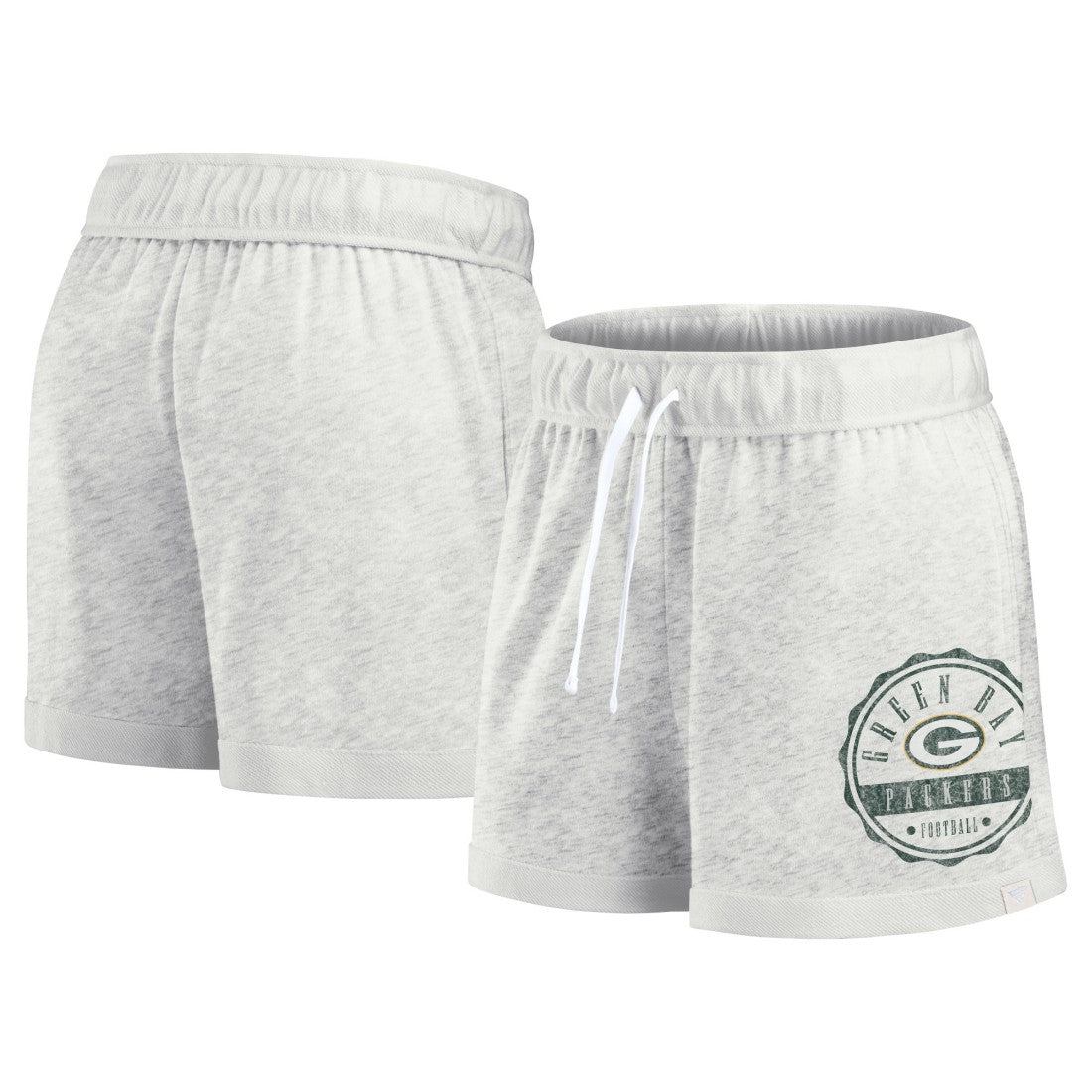 Green Bay Packers Women's Vintage Badge Shorts - Oatmeal - Fanatics