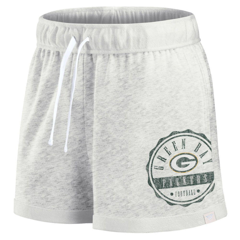 Green Bay Packers Women's Vintage Badge Shorts - Oatmeal - Fanatics