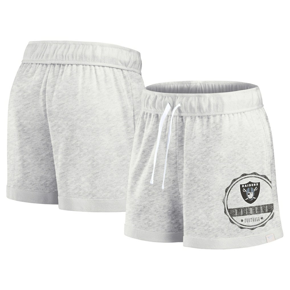 Las Vegas Raiders Women's Vintage Badge Shorts - Oatmeal - Fanatics