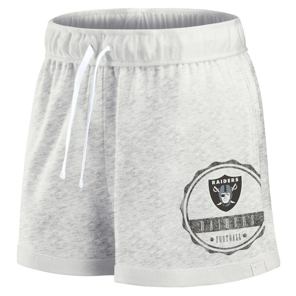 Las Vegas Raiders Women's Vintage Badge Shorts - Oatmeal - Fanatics