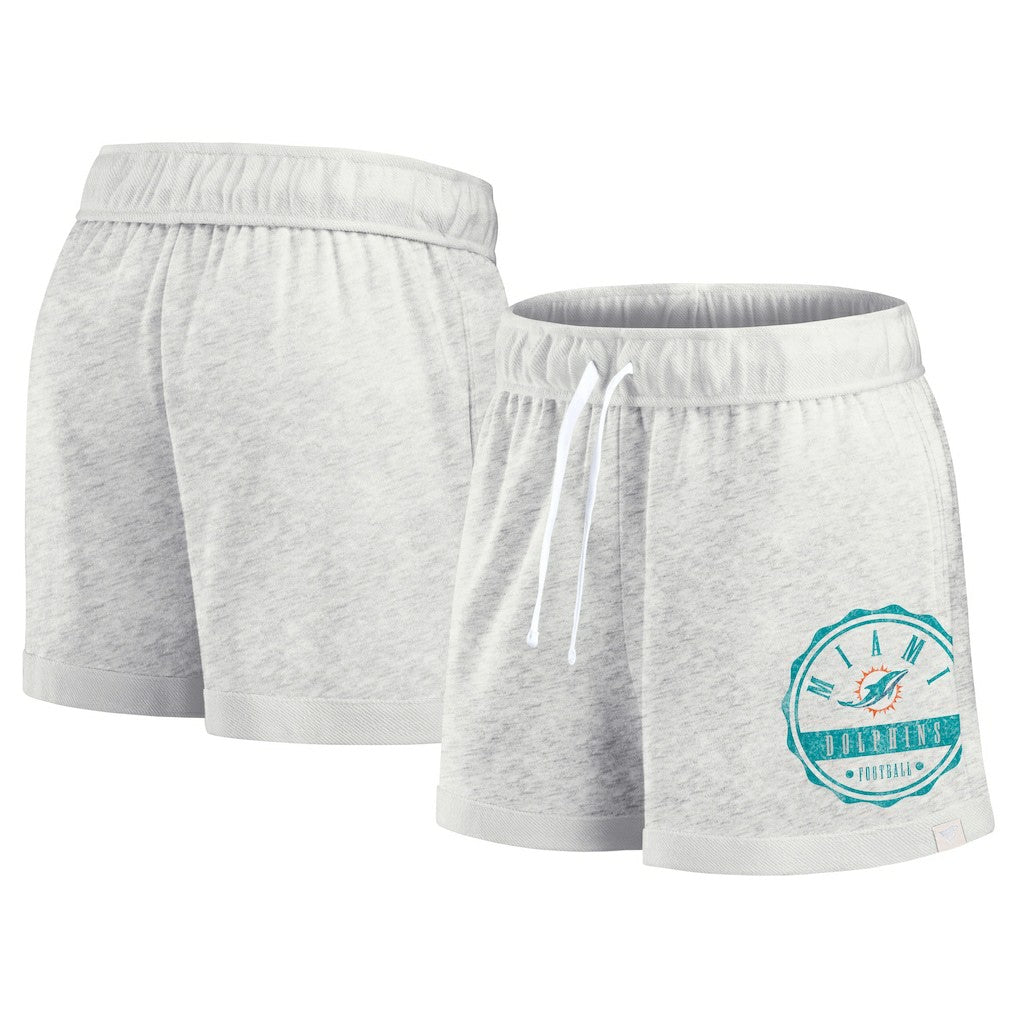 Miami Dolphins Women's Vintage Badge Shorts - Oatmeal - Fanatics