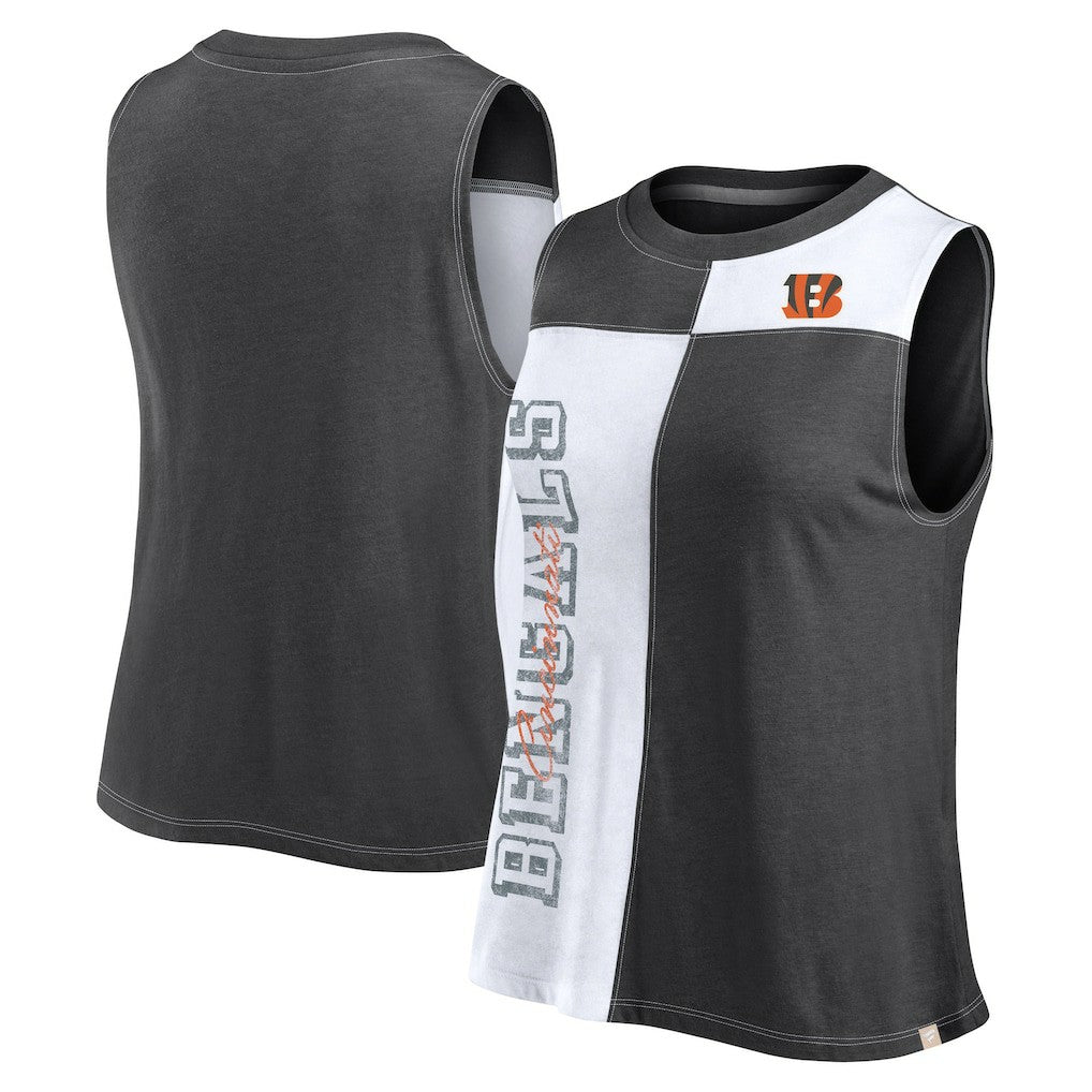 Cincinnati Bengals FanaticsWomen's Script Color Block Tank Top - Black/White - Fanatics