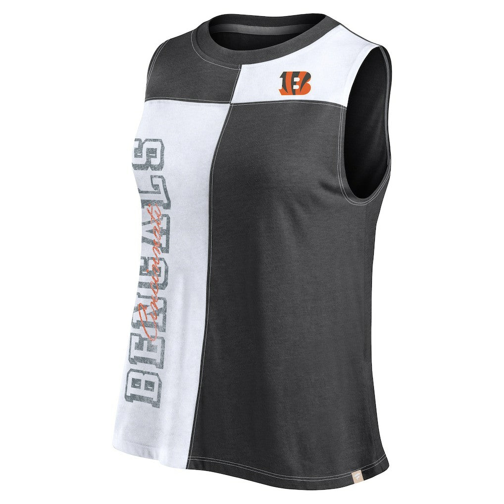 Cincinnati Bengals FanaticsWomen's Script Color Block Tank Top - Black/White - Fanatics