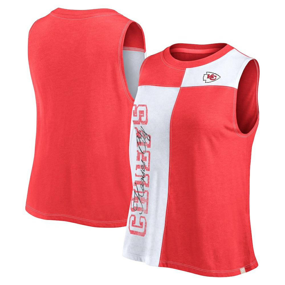 Kansas City Chiefs FanaticsWomen's Script Color Block Tank Top - Red/White - Fanatics