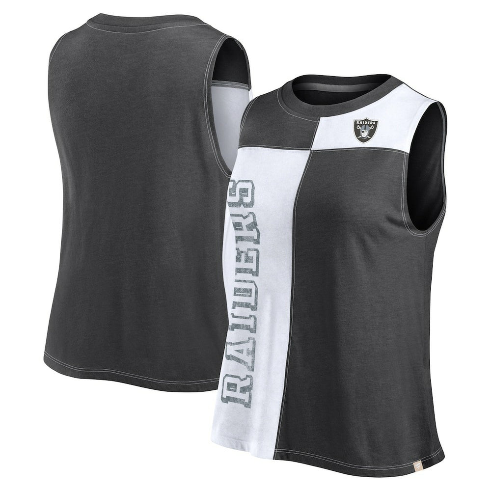 Las Vegas Raiders FanaticsWomen's Script Color Block Tank Top - Black/White - Fanatics