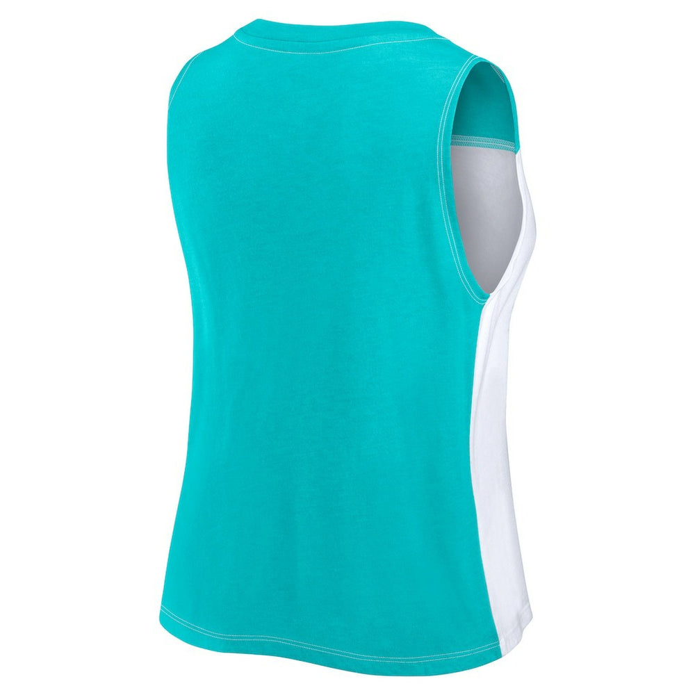 Miami Dolphins FanaticsWomen's Script Color Block Tank Top - Aqua/White - Fanatics